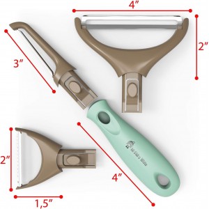 Premium 3-in-1 Vegetable Peeler Set - Sharp Stainless Steel Blades with Interchangeable Handle, Straight, Julienne & Wide Peelers – Space-Saving,Multifunctional Design for Effortless Kitchen Prep