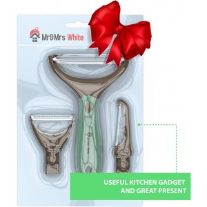 Premium 3-in-1 Vegetable Peeler Set - Sharp Stainless Steel Blades with Interchangeable Handle, Straight, Julienne & Wide Peelers – Space-Saving,Multifunctional Design for Effortless Kitchen Prep