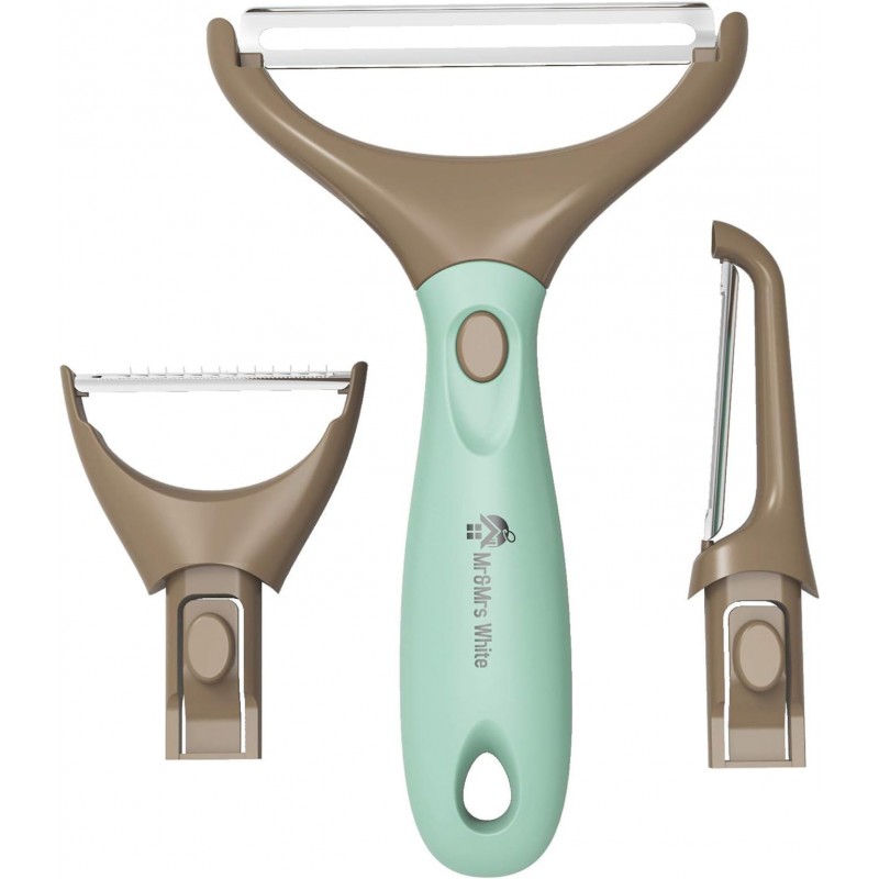 Premium 3-in-1 Vegetable Peeler Set - Sharp Stainless Steel Blades with Interchangeable Handle, Straight, Julienne & Wide Peelers – Space-Saving,Multifunctional Design for Effortless Kitchen Prep