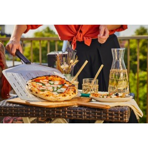 ooni 12” Perforated Pizza Peel – Aluminum Metal Pizza Peel 12 Inch, Pizza Spatula Paddle, Lightweight Pizza Turning Peel with Long Handle, Pizza Oven Accessories, Pizza Tools, Rectangle Pizza Turner