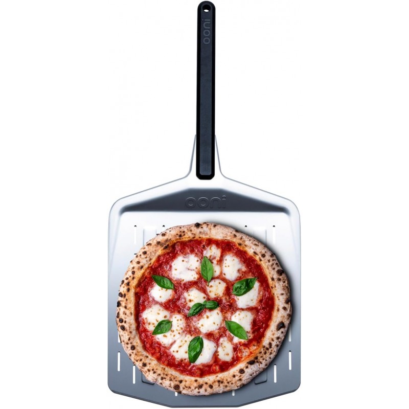 ooni 12” Perforated Pizza Peel – Aluminum Metal Pizza Peel 12 Inch, Pizza Spatula Paddle, Lightweight Pizza Turning Peel with Long Handle, Pizza Oven Accessories, Pizza Tools, Rectangle Pizza Turner