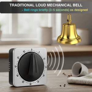 Searon Mechanical Kitchen Timer Magnetic with Loud Alarm, 60-Minute Manual Wind Up Analog Countdown Timer with Stainless Steel Scale, No Batteries for Chef Cooking, Baking, Egg, Oven, Seniors