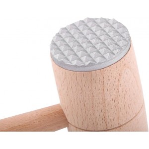 Meat Tenderizer, Wooden Dual-Sided Meat Mallet Kitchen Tool with Aluminum Alloy Heads for Tenderizing, Flattening Pounding Pork, Lamb, Chicken, Steak, Turkey