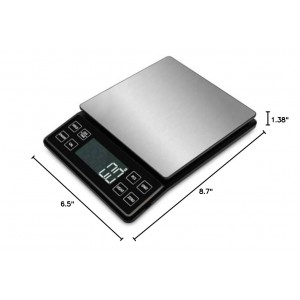 NEXT-SHINE Food Kitchen Scale 11lb, 0.1g/0.01oz Precise Graduation Rechargeable Digital Scale with Nine Units Large Tray Stainless Steel Platform LCD Display for Meal Prep Cooking Baking