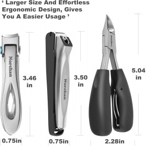 Large Nail Clippers Set, 5-Piece Sharp Toenail and Fingernail Clippers with Nail File, Ideal for Men and Women (Premium, Big Size, Heavy-Duty Design)