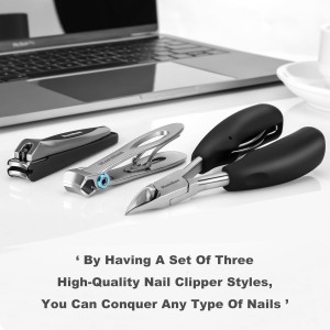 Large Nail Clippers Set, 5-Piece Sharp Toenail and Fingernail Clippers with Nail File, Ideal for Men and Women (Premium, Big Size, Heavy-Duty Design)