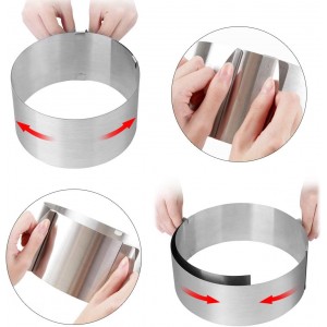 Adjustable Cake Ring 2 Pack, 6 to 12 Inch Stainless Steel Mousse Cake Mold Ring with scaling for Kitchen DIY Pastry, Square and Round