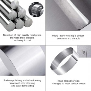 Adjustable Cake Ring 2 Pack, 6 to 12 Inch Stainless Steel Mousse Cake Mold Ring with scaling for Kitchen DIY Pastry, Square and Round