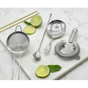 Cocktail Strainer Set Stainless Steel Bar Tools with Stirring Spoon - Hawthorne, Julep, & Fine-Mesh Sifter for Drinks