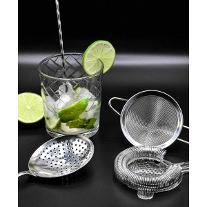 Cocktail Strainer Set Stainless Steel Bar Tools with Stirring Spoon - Hawthorne, Julep, & Fine-Mesh Sifter for Drinks