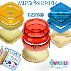 Sandwich Cutter and Sealer - Crustless Sandwich Maker - Cut and Seal - Lunch Box and Bento Box - Boys, Girls, Kids Lunch - Sandwich Cutters for Kids - Triangle, Circle, Square