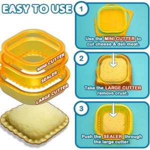 Sandwich Cutter and Sealer - Crustless Sandwich Maker - Cut and Seal - Lunch Box and Bento Box - Boys, Girls, Kids Lunch - Sandwich Cutters for Kids - Triangle, Circle, Square