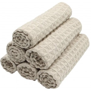 Microfiber Kitchen Cleaning Cloth Thick Dish Rags Waffle Weave Washcloths Dish Cloths Ultra Absorbent Odor Free 12inch X 12inch 6 Pack Khaki