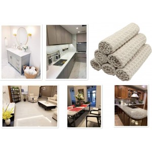 Microfiber Kitchen Cleaning Cloth Thick Dish Rags Waffle Weave Washcloths Dish Cloths Ultra Absorbent Odor Free 12inch X 12inch 6 Pack Khaki