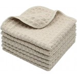 Microfiber Kitchen Cleaning Cloth Thick Dish Rags Waffle Weave Washcloths Dish Cloths Ultra Absorbent Odor Free 12inch X 12inch 6 Pack Khaki