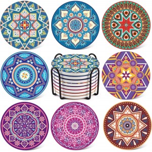 LIFVER Drinks Coasters Set of 8, Mandala...