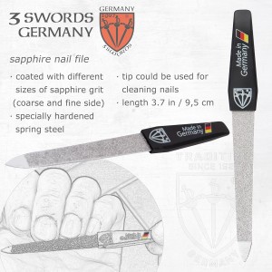 3 Swords Germany – Brand Quality fingernail & toenail Clipper, Manicure, Pedicure Nail Care by with Metal Nail File and case, Silver Color Edition