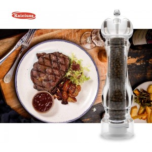 Salt Pepper Grinder Mill Arcylic,the Best Peppercorn Grinder with Adjustable Mill-Clear