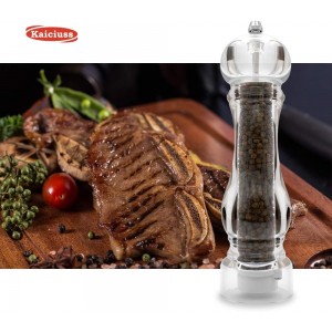 Salt Pepper Grinder Mill Arcylic,the Best Peppercorn Grinder with Adjustable Mill-Clear