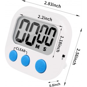 6 Pack Small Digital Kitchen Timer Magnetic Back and ON/Off Switch,Minute Second Count Up Countdown (Multicolored)