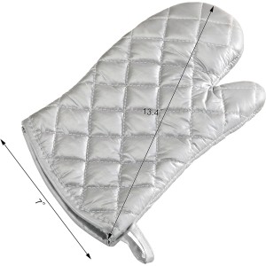 New Star Foodservice Oven Mitts with Extra Defense, up to 400F, Set of 2 (Silver (Interwoven Cloth/Silicone), 13-Inch (Set of 2))