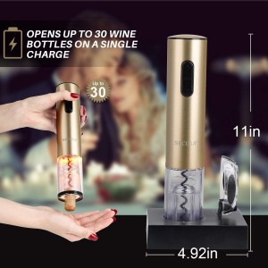 Secura Electric Wine Opener, Automatic Bottle Corkscrew Opener with Foil Cutter, Rechargeable (Champagne Gold)