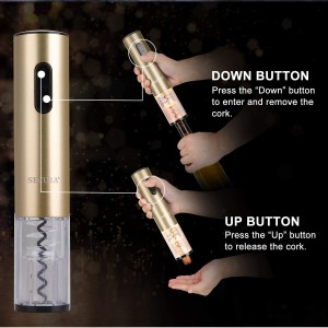 Secura Electric Wine Opener, Automatic Bottle Corkscrew Opener with Foil Cutter, Rechargeable (Champagne Gold)