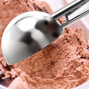 TOPKITCHEN Commercial-Grade Ice Cream Scoop 3.25 oz, 18/8 Stainless Steel Cookie Scoop with Plastic Handle, Portion Control Disher Scoop for Bakeries, Restaurants & Dessert Shops, #10, Ivory