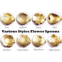 9 Pcs Flower Spoon Coffee Teaspoon Set, ESRISE Stainless Steel Tea Spoon for Tea Party Decorations (Gold)