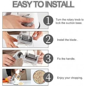 Ourokhome Rotary Cheese Grater Hand Crank, Kitchen Shredder Speed Mandolin Slicer Nuts Grinder with Handle and Drum Blades for Cheese, Vegetable, Walnuts, Chocolate, Potato, Carrot, 3 Blades, White