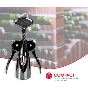 Home Basics Premium Plated Steel Nova Collection Zinc Kitchen Gadgets Tool with Smooth Grip, Easy to Use, Store and Clean, Black Onyx, 6.6 x 2.43 x 1.67, Wing Wine Corkscrew