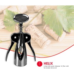 Home Basics Premium Plated Steel Nova Collection Zinc Kitchen Gadgets Tool with Smooth Grip, Easy to Use, Store and Clean, Black Onyx, 6.6 x 2.43 x 1.67, Wing Wine Corkscrew