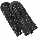 Heat Resistant Designer Kitchen Oven Mitts with Neoprene Non-Slip Grips and Hanging Loops | Set of 2 100% Cotton Long Sleeve Kitchen Oven Mitts | 5.5