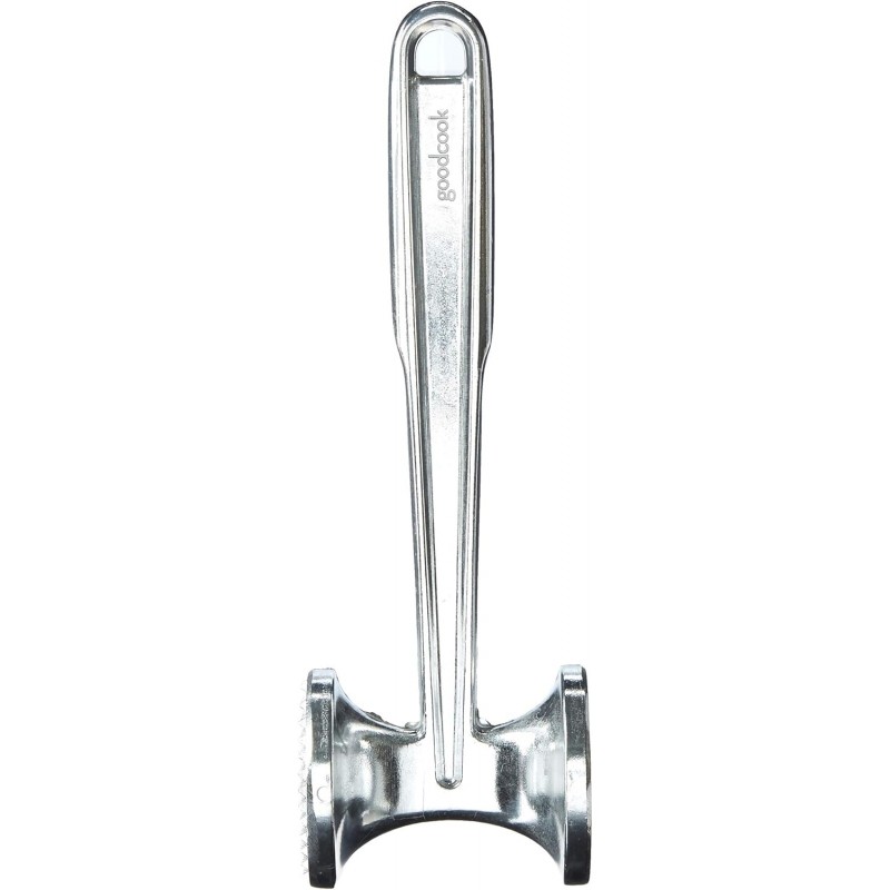 GoodCook 2 Sided Meat Tenderizer, Flat and Spiked, Strong, Sturdy Cast Aluminum Design, Silver