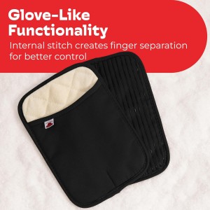 Big Red House - Silicone Pot Holders - Set of 2 Black - 10 x 6.75 - Heat Resistant to 536 F / 280 C Kitchen Protectors Hot Pans Baking Professional Grade Cooking Mitts