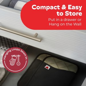 Big Red House - Silicone Pot Holders - Set of 2 Black - 10 x 6.75 - Heat Resistant to 536 F / 280 C Kitchen Protectors Hot Pans Baking Professional Grade Cooking Mitts