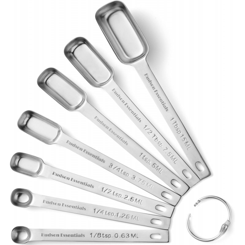 Alienbull Stainless Steel Measuring Spoons Set for Dry or Liquid - Fits in Spice Jars - Set of 7