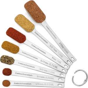 Alienbull Stainless Steel Measuring Spoons Set for Dry or Liquid - Fits in Spice Jars - Set of 7