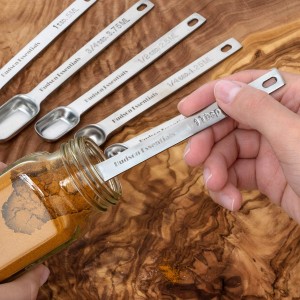 Alienbull Stainless Steel Measuring Spoons Set for Dry or Liquid - Fits in Spice Jars - Set of 7