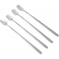 Honbay 4PCS Stainless Steel Long Handle Square Ice Cream Coffee Dessert Tea Mixing Spoon for Home and Party (6.7Inch)