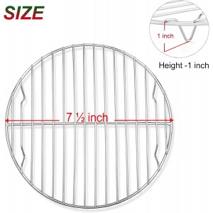 P&P CHEF 7½ Inch Cooking Rack Round, Stainless Steel Round Rack for Cooking Cooling Steaming Baking, Fit Air Fryer Pot Pressure Cooker, 2 Pack -Oven Safe, Silver