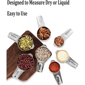 Measuring Cups Stainless Steel 7 Piece Stackable Set for Dry or Liquid Ingredients Measurement - Kitchen Gadgets & Utensils Metal Measuring Cups Best for Cooking & Baking