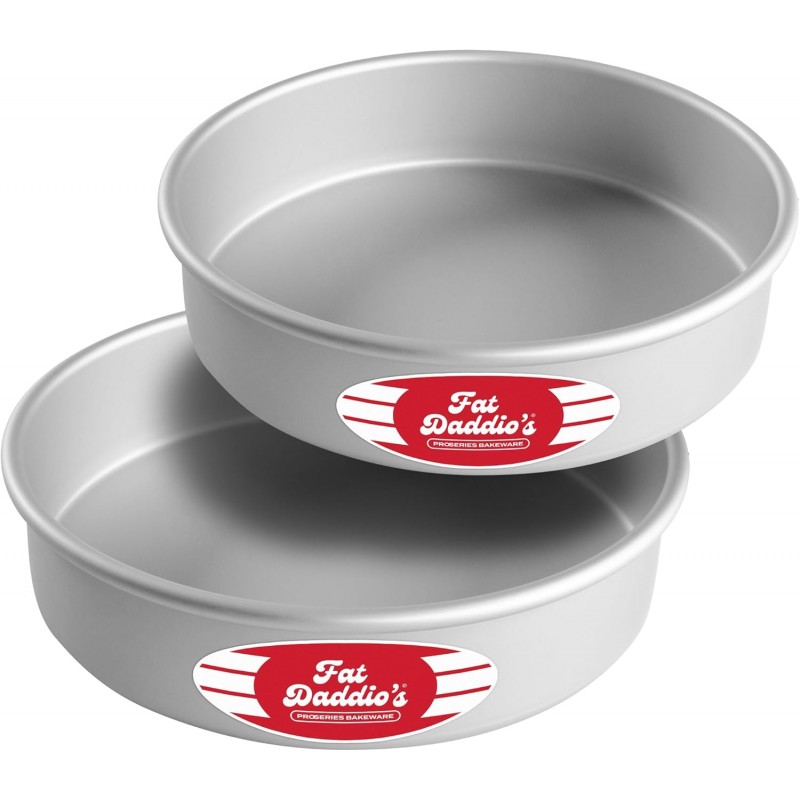 Fat Daddio's Anodized Aluminum Round Cake Pans, 2 Piece Set, 8 x 2 Inch