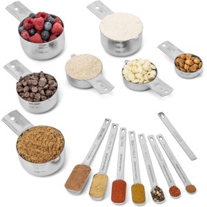 Hudson Essentials Stainless Steel Measuring Cups and Spoons Set (14 Piece Set)