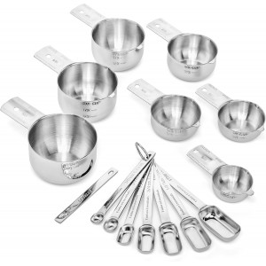 Hudson Essentials Stainless Steel Measuring Cups and Spoons Set (14 Piece Set)