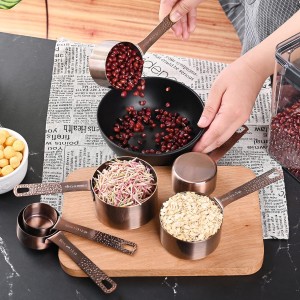 Smithcraft Copper Measuring Cups and Spoons Set, Metric & US Stainless Steel 5 Measuring Cups and 6 Measuring Spoons for Baking & Kitchen