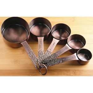 Smithcraft Copper Measuring Cups and Spoons Set, Metric & US Stainless Steel 5 Measuring Cups and 6 Measuring Spoons for Baking & Kitchen