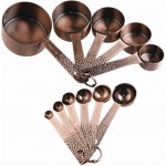 Smithcraft Copper Measuring Cups and Spoons Set, Metric & US Stainless Steel 5 Measuring Cups and 6 Measuring Spoons for Baking & Kitchen