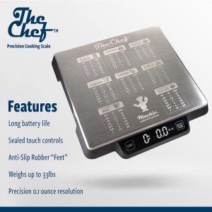 Heavy Duty Digital Kitchen/Food Scale – 33lb Capacity, 1g Accuracy, Perfect for Baking, Cooking & Meal Prep! Easy-to-Read with Large Containers. Bonus: Built in Baking Conversions! Restaurant Grade!