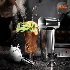 NutriChef Mixology Bartender Cocktail Shaker Set - Includes 15 & 30 oz Stainless Steel Shakers, 6 Bottle Pourers & More - Essential Martini Making Kit - Drink Mixing Set - 15 Piece Cocktail Bar Set
